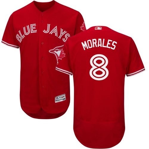 Blue Jays #8 Kendrys Morales Red Flexbase Authentic Collection Canada Day Stitched MLB Jersey - Click Image to Close